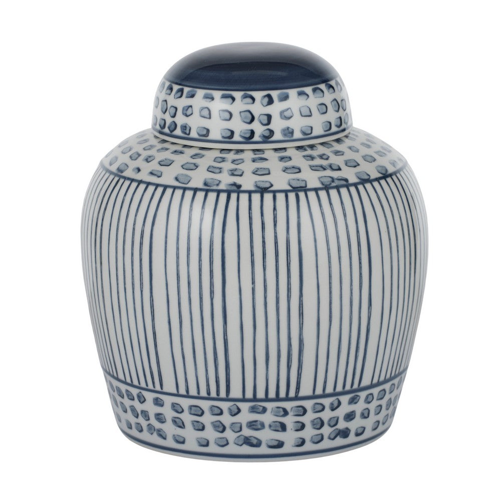 Lei White/Navy Ceramic Ginger Jar, Afterpay