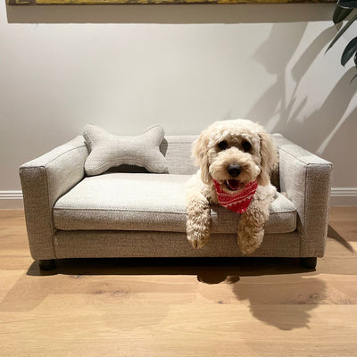 Dog Bed with Bone-Shaped Pillow Beige