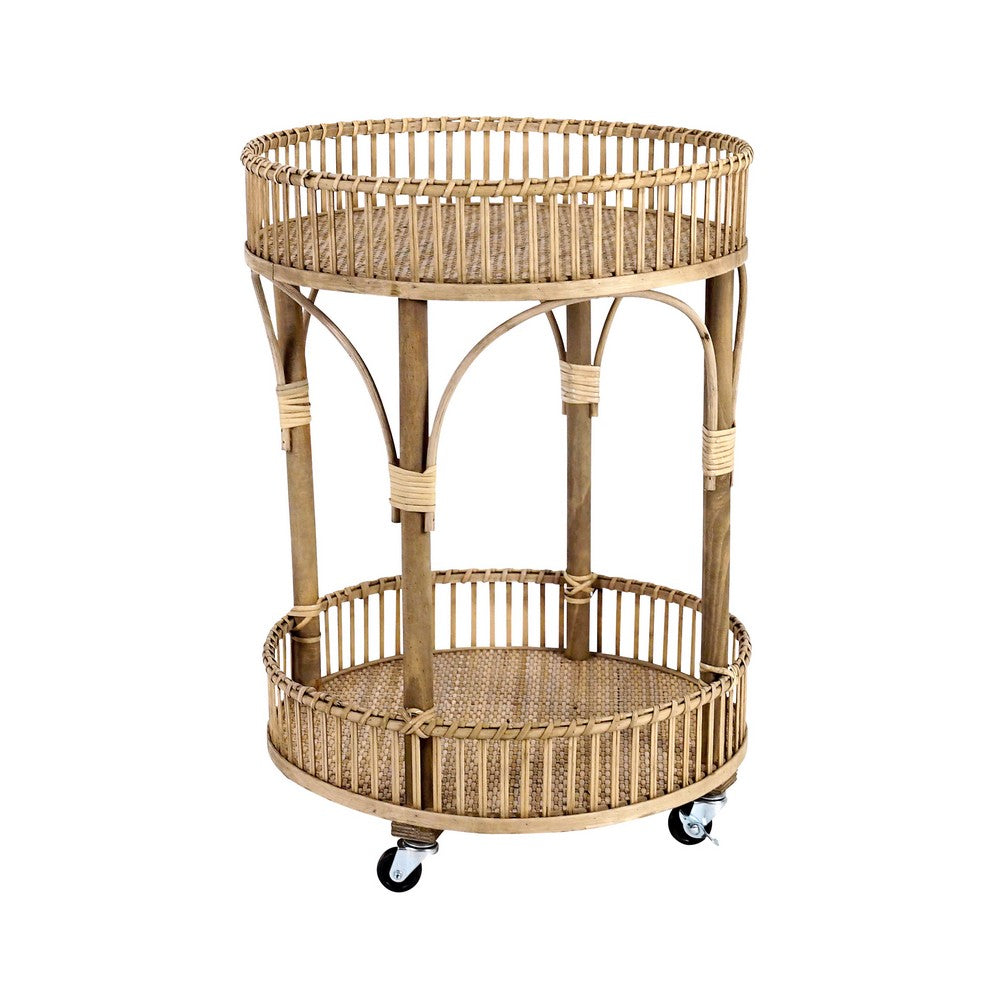 Mango Rattan Natural Round Trolley | Afterpay | Zip | 1825 Interiors